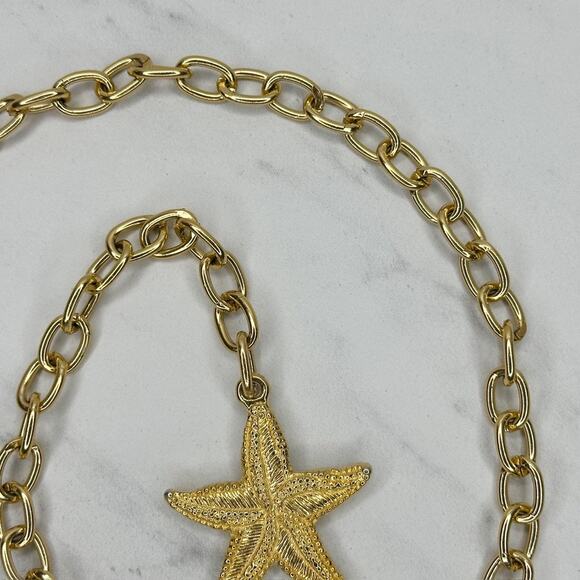 Starfish Gold Tone Chain Link Belt One Size (OS) Coastal Statement Y2K ✨ main image 6
